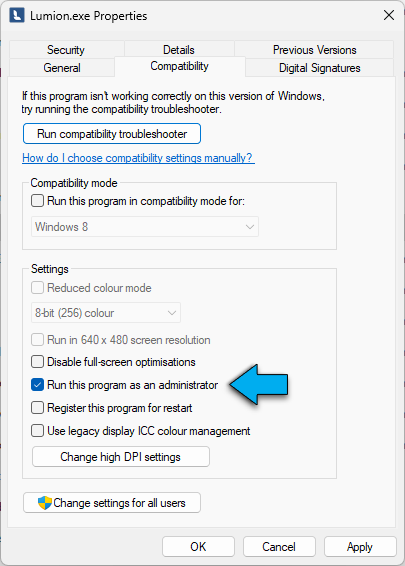 set Run as Administrator-Properties-Compatability.png