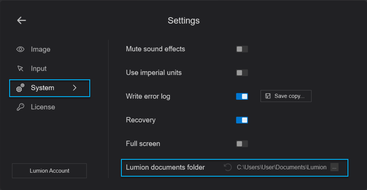 User to select Documents-Lumion folder.png