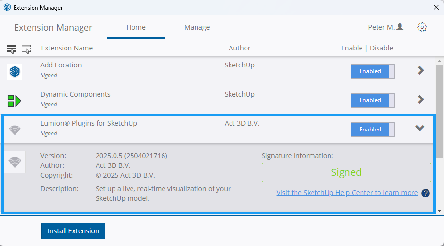 5 After restart Extension installed-2025.0.5(2504021716).png