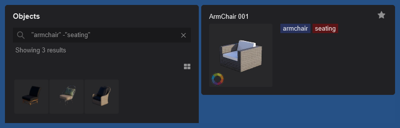 L25 Search Library - Using Extra hotkey Combinations - Objects with armchair seating excluded.png
