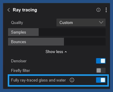 Ray Trace Effect setting - Fully Ray Traced Glass and Water-On-enabled.png