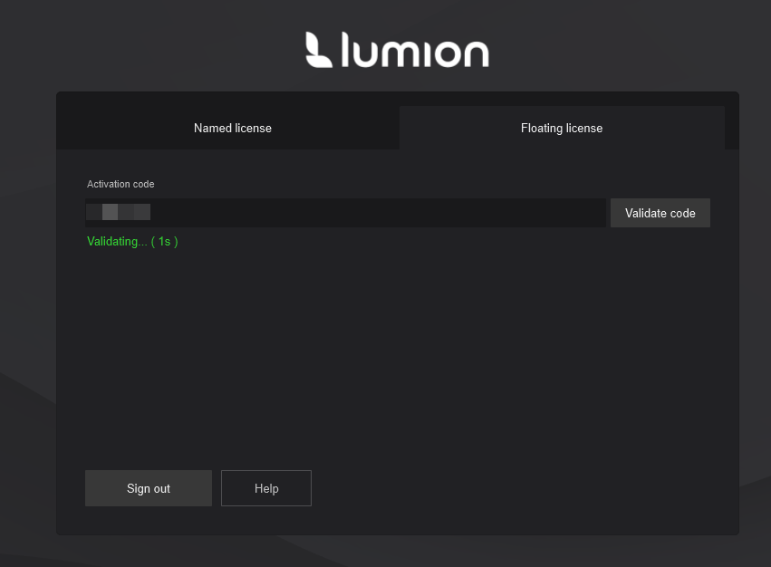 5b. Validating a Floating License Key using Activation Code-Validating_cut.png